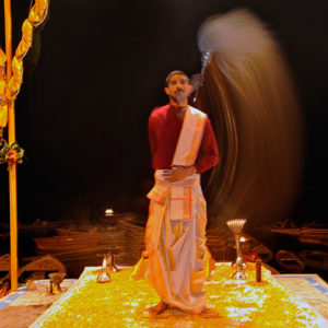 Puja on the river Ganges, Varanasi, India