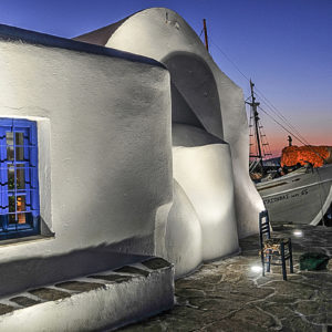 The church and the remains of the old Roman fortress, Naoussa, Paros, Greece