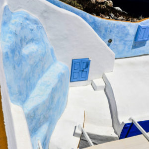 Close up of architecture in Oia, Santorini, Greece