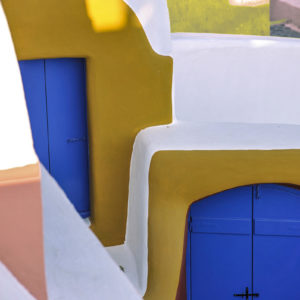 Close up of architecture in Oia, Santorini, Greece